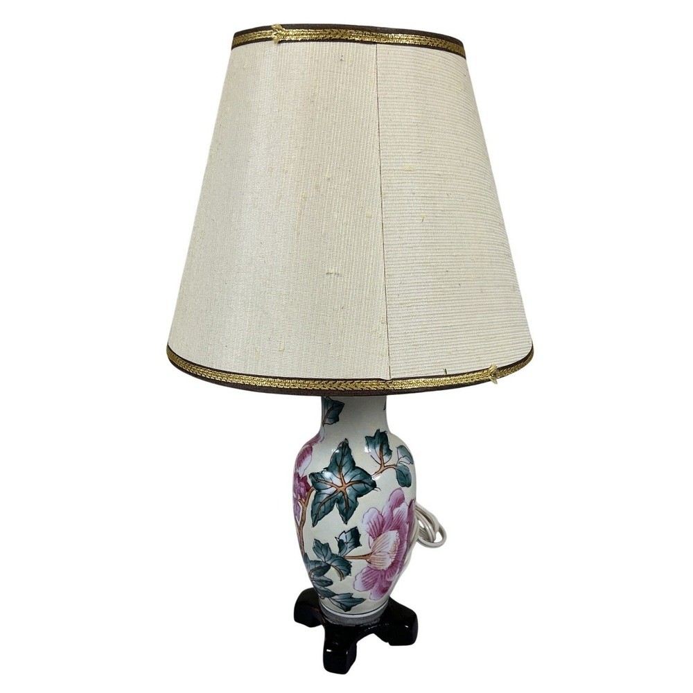 Vintage Floral Ceramic Table‎ Lamp With Shade Multicolor Decorative Bulb
